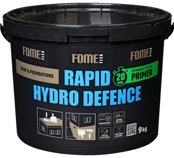 Dažai. Glaistas, gruntas, klijai, skiedikliai. Gruntai. Gruntas betonui, plokštėms. Bituminis gruntas FOME FLEX Rapid Hydro Defence 9 kg 