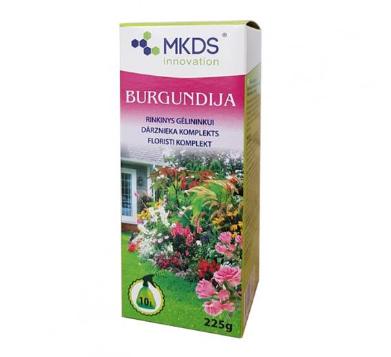 Sodo ir daržo prekės. Augalų apsaugos priemonės. Sodo priežiūros priemonės. Burgundija gėlininko rinkinys, 225g 