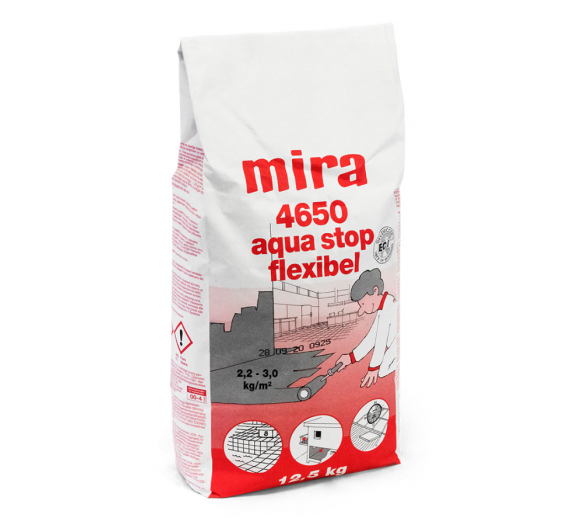Statybinės medžiagos. Hidroizoliacinės medžiagos. Hidroizoliacinės mastikos ir mišiniai. Cementinė hidroizoliacija Mira 4650 12,5kg