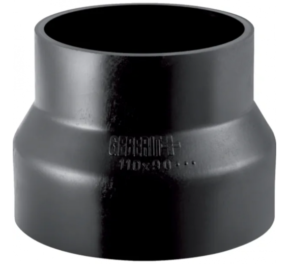 Santechnikos prekės. Lauko kanalizacija, drenažas, pralaidos vamzdžiai. Lauko kanalizacijos fasoninės dalys. Lauko kanalizacijos movos, pereinamosios jungtys. Centruotas redukcinis vamzdis PE Geberit