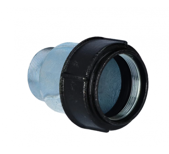 Santechnikos prekės. Vamzdynų sistemos. Vamzdžių sujungimo detalės. Cinkuoto ketaus jungtys. Cinkuoto ketaus movos. Cinkuoto ketaus jungtis išorinis sriegis 2