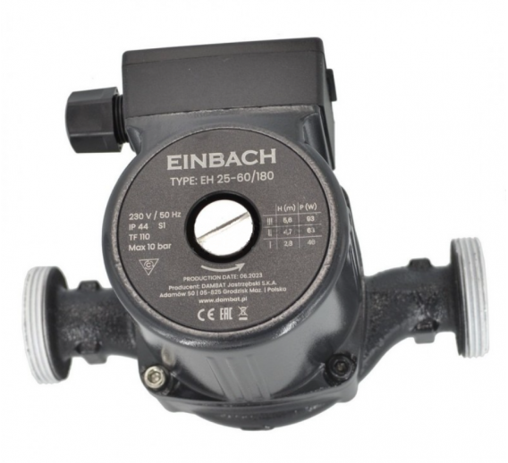 Santechnikos prekės. Siurbliai, hidroforai ir išsiplėtimo indai. Cirkuliacinai siurbliai. Cirkuliacinis siurblys EINBACH 25-60/180
