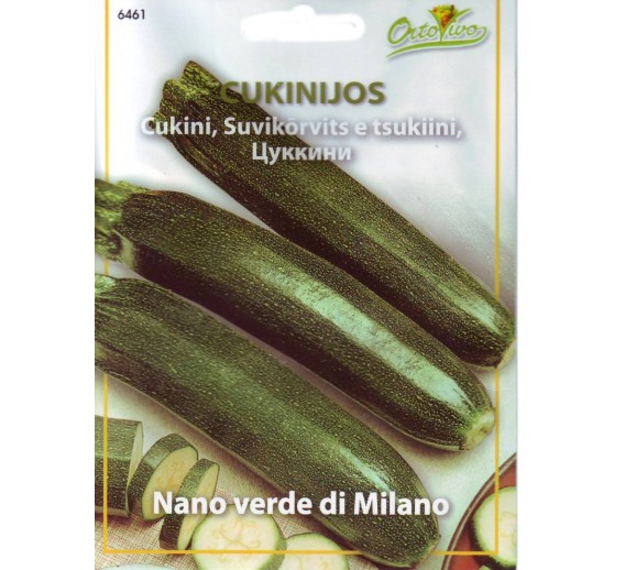 Sodo ir daržo prekės. Sėklos, daigyklos, durpinės tabletės. Cukinijos, moliūgai, baklažanai. Cukinija Nano verde di Milano, 2,5 g 