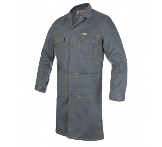 Darbo saugos prekės. Darbo drabužiai. Chalatai, puschalačiai. Darbinis chalatas pilkas