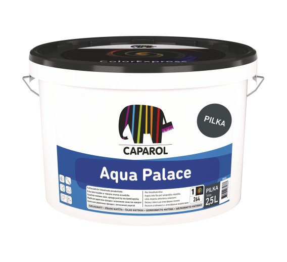 Dažai. Medienos apsaugos ir dekoravimo priemonės. Medienos dažai ir dažyvės. Dažai medienai. Dažai Caparol Aquapalace pilka spalva, 2,5 l 