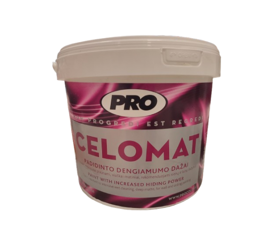Dažai. Dažai, dažymo įrankiai, dažymo juostos. Vandeniniai dažai. Dažai Celomat 3L PRO 
