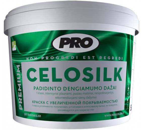 Dažai. Dažai, dažymo įrankiai, dažymo juostos. Vandeniniai dažai. Dažai CELOSILK 1l 