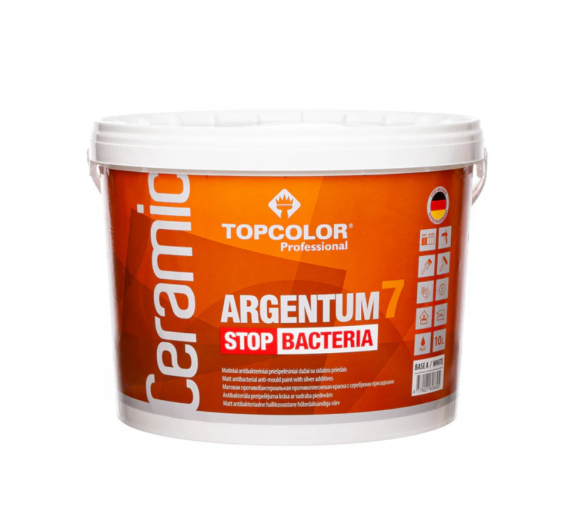 Dažai. Dažai, dažymo įrankiai, dažymo juostos. Specialios paskirties dažai. Dažai Ceramic Argentum7 Stop Bacteria 10l
