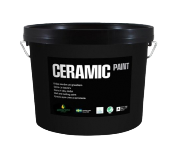 Dažai. Dažai, dažymo įrankiai, dažymo juostos. Vandeniniai dažai. Dažai CERAMIC PAINT vidaus darbams 9 L