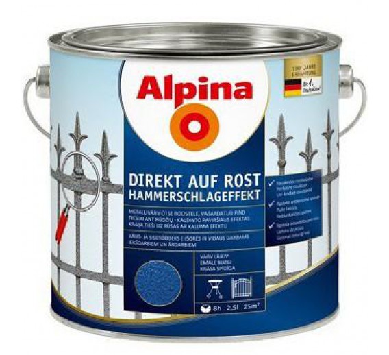 Dažai. Dažai, dažymo įrankiai, dažymo juostos. Metalo dažai. Dažai Direkt auf Rost Hammerschlageffekt sidabro sp. 0.75l 