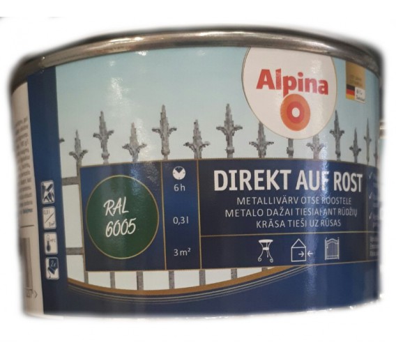 Dažai Direkt auf Rost sidabro spalva 0,3l 