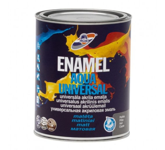 Dažai. Dažai, dažymo įrankiai, dažymo juostos. Emaliniai dažai. Dažai Enamel Aqua Universal matiniai mėlyni 0,9l 