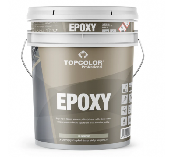 Dažai. Dažai, dažymo įrankiai, dažymo juostos. Grindų dažai. Dažai epoksidiniai Topcolor Epoxy RAL7032 5 kg 