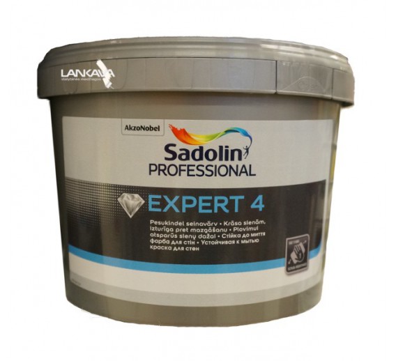 Dažai. Dažai, dažymo įrankiai, dažymo juostos. Vandeniniai dažai. Dažai EXPERT 4 Sadolin Professional BW 2,5l 