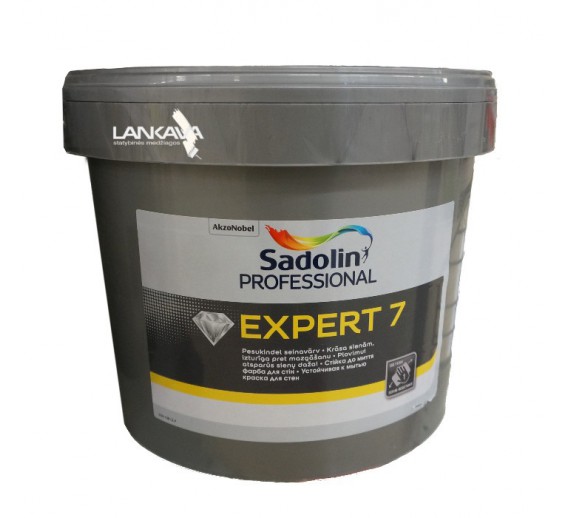 Dažai. Dažai, dažymo įrankiai, dažymo juostos. Vandeniniai dažai. Dažai EXPERT 7 Sadolin Professional BW 10l 