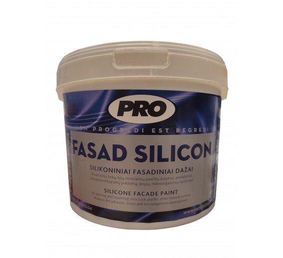 Dažai. Dažai, dažymo įrankiai, dažymo juostos. Fasadiniai dažai. Dažai FASAD SILICON 10l 