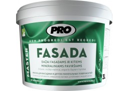 Dažai. Dažai, dažymo įrankiai, dažymo juostos. Fasadiniai dažai. Dažai FASADA balti, 1l 