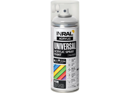 Dažai. Dažai, dažymo įrankiai, dažymo juostos. Aerozoliniai dažai, lakas, gruntas. Dažai INRAL Acrylic Universal RAL9010 blizgi 400ml 
