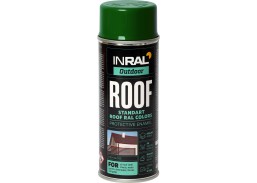 Dažai. Dažai, dažymo įrankiai, dažymo juostos. Aerozoliniai dažai, lakas, gruntas. Dažai INRAL ROOF Spray stogo dangai 400ml RAL6005 