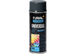 Dažai. Dažai, dažymo įrankiai, dažymo juostos. Aerozoliniai dažai, lakas, gruntas. Dažai INRAL UNIVERSAL RAL7016 antracito pilka, blizgi 400ml 