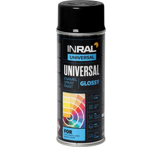 Dažai INRAL UNIVERSAL RAL9005 tamsiai juoda, blizgi 400ml 