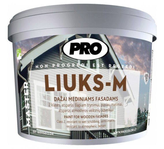 Dažai. Medienos apsaugos ir dekoravimo priemonės. Medienos dažai ir dažyvės. Dažai medienai. Dažai LIUKS-M mediniams fasadams pilki 1l 