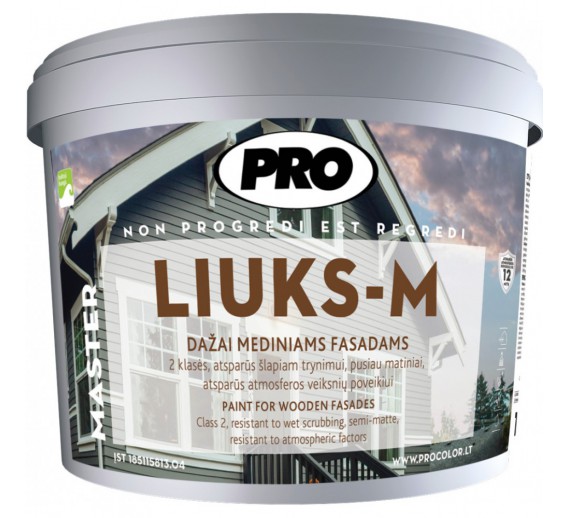 Dažai. Medienos apsaugos ir dekoravimo priemonės. Medienos dažai ir dažyvės. Dažai medienai. Dažai LIUKS-M mediniams fasadams žalia 3l 