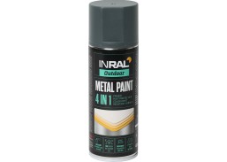 Dažai. Dažai, dažymo įrankiai, dažymo juostos. Aerozoliniai dažai, lakas, gruntas. Dažai metalui INRAL 4in1 antracitas 400ml