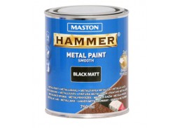 Dažai. Dažai, dažymo įrankiai, dažymo juostos. Metalo dažai. Dažai metalui MASTON Smooth Hammer juoda matinė sp. 0,75l 