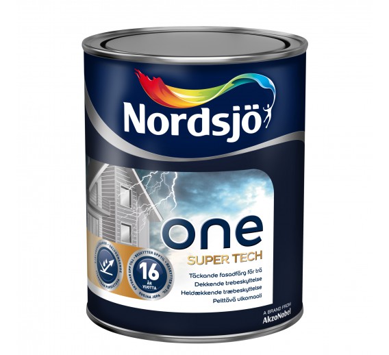 Dažai. Medienos apsaugos ir dekoravimo priemonės. Medienos dažai ir dažyvės. Dažai medienai. Dažai Nordsjo ONE SUPER TECH, BW bazė 2.5 l 