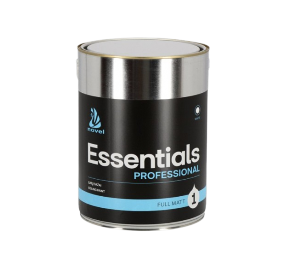 Dažai. Dažai, dažymo įrankiai, dažymo juostos. Lubų dažai. Dažai Novel Essentials Professional 1, balti, 2,5L 