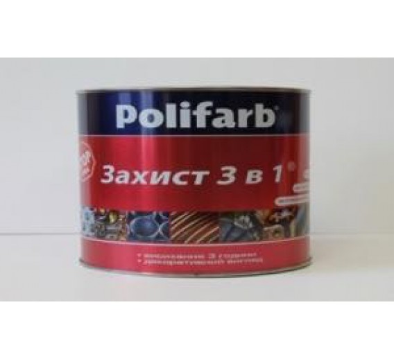 Dažai. Dažai, dažymo įrankiai, dažymo juostos. Metalo dažai. Dažai POLIFARB 3in1 smooth RAL6005, 0,9 kg. 