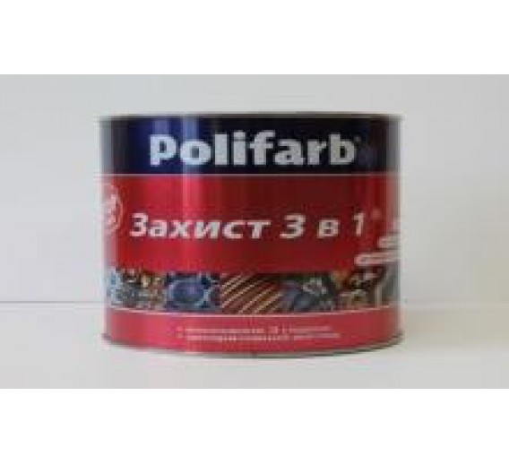 Dažai. Dažai, dažymo įrankiai, dažymo juostos. Metalo dažai. Dažai POLIFARB 3in1 smooth RAL8017, 0,9 kg. 