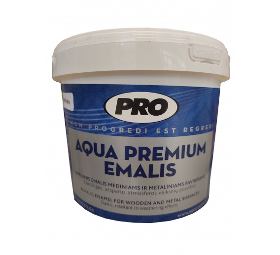 Dažai. Dažai, dažymo įrankiai, dažymo juostos. Emaliniai dažai. Dažai PRO AQUA PREMIUM emalis baltas matinis 3l 