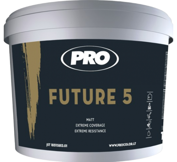 Dažai. Dažai, dažymo įrankiai, dažymo juostos. Vandeniniai dažai. Dažai PRO FUTURE 5 5l 