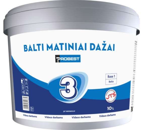 Dažai. Dažai, dažymo įrankiai, dažymo juostos. Vandeniniai dažai. Dažai PROBEST 3, 10l 