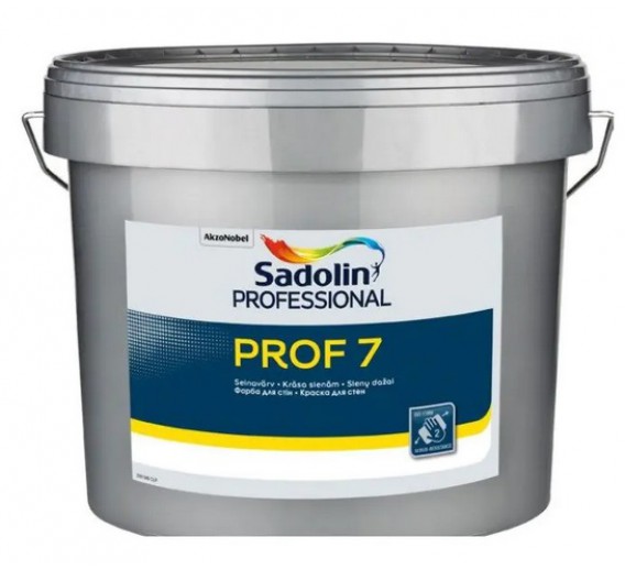 Dažai. Dažai, dažymo įrankiai, dažymo juostos. Vandeniniai dažai. Dažai Professional Sadolin PROF 7 BW 10l 