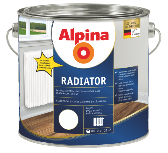 Dažai radiatoriams Alpina EXAP Radiator XB, 2,5l 