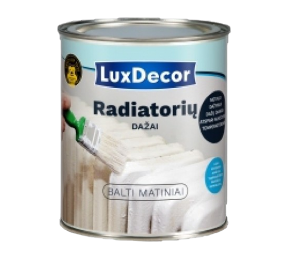 Dažai. Dažai, dažymo įrankiai, dažymo juostos. Specialios paskirties dažai. Dažai radiatoriams LUXDECOR Primacol Balti 750ml 