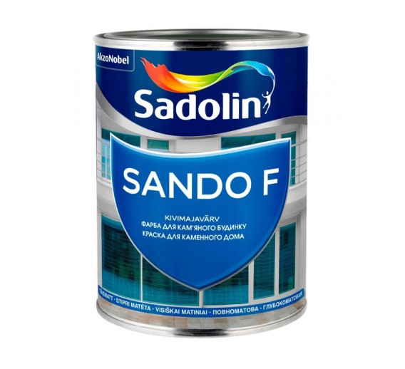 Dažai. Dažai, dažymo įrankiai, dažymo juostos. Fasadiniai dažai. Dažai Sadolin SANDO F 1l 