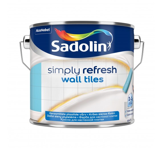 Dažai. Dažai, dažymo įrankiai, dažymo juostos. Specialios paskirties dažai. Dažai Sadolin SIMPLY REFRESH Wall tiles BW 2,5l