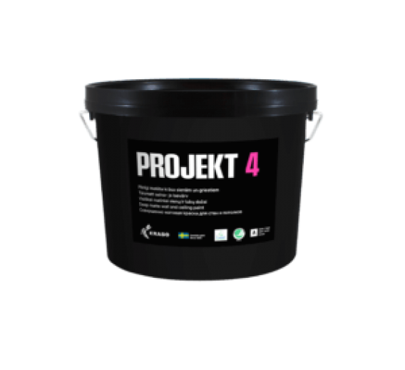 Dažai. Dažai, dažymo įrankiai, dažymo juostos. Vandeniniai dažai. Dažai sienoms Projekt 4A, 2,7l 