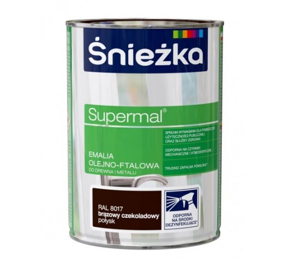 Dažai. Dažai, dažymo įrankiai, dažymo juostos. Emaliniai dažai. Dažai Sniežka SUPERMAL šokolado sp., 0,8l 