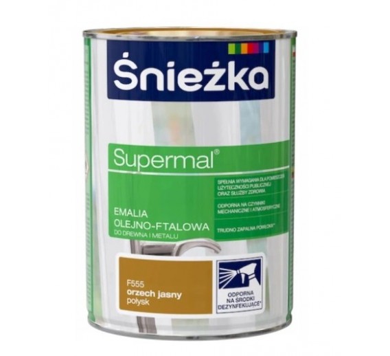 Dažai. Dažai, dažymo įrankiai, dažymo juostos. Emaliniai dažai. Dažai Sniežka SUPERMAL šviesaus riešuto sp., 0,8l 