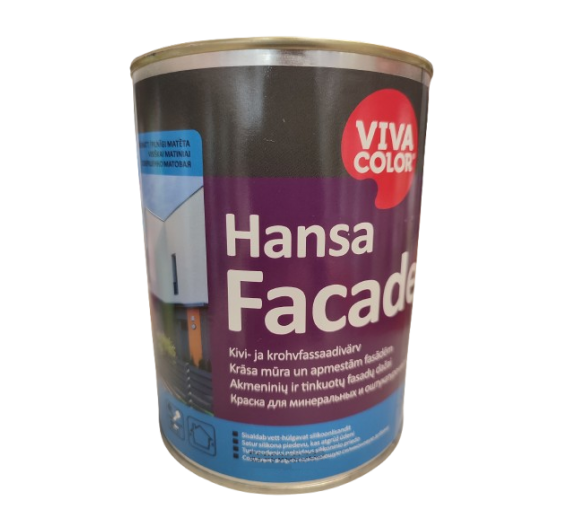 Dažai. Dažai, dažymo įrankiai, dažymo juostos. Fasadiniai dažai. Dažai VIVACOLOR Hansa Facade LA 0.9l 