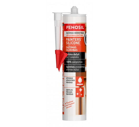 Vidaus apdailos prekės. Hermetikai, montavimo putos, sandarinimo juostos. Kiti hermetikai. Dažomas hermetikas PENOSIL Painters silicone 290ml 