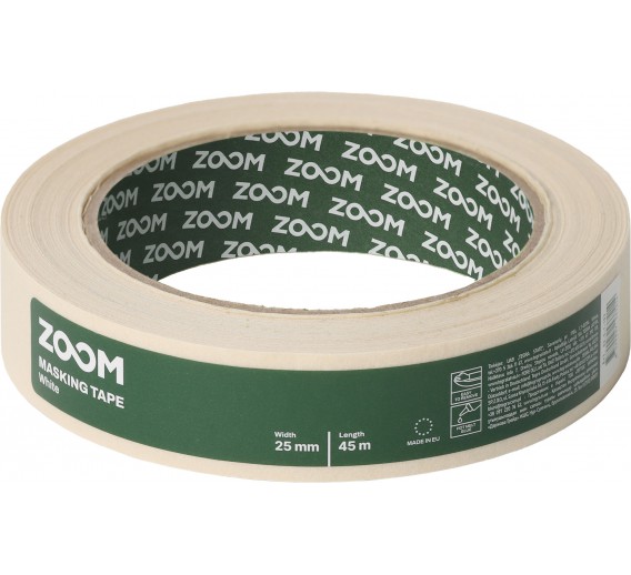 Dažai. Dažai, dažymo įrankiai, dažymo juostos. Apsauginės dažymo, glaistymo ir armavimo juostos. Dažymo juosta balta ZOOM 25 mm x 45 m Dažai. Dažai, dažymo įrankiai, dažymo juostos. Apsauginės dažymo, glaistymo ir armavimo juostos. Dažymo juosta balta ZOOM 25 mm x 45 m
