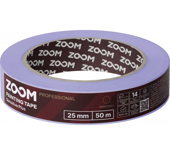 Dažai. Dažai, dažymo įrankiai, dažymo juostos. Apsauginės dažymo, glaistymo ir armavimo juostos. Dažymo juosta Zoom Sensitive Plus, 25 mm 50 m