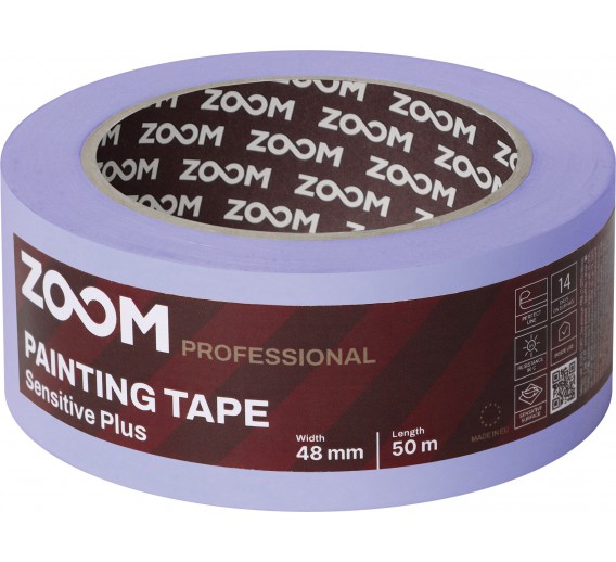 Dažai. Dažai, dažymo įrankiai, dažymo juostos. Apsauginės dažymo, glaistymo ir armavimo juostos. Dažymo juosta Zoom Sensitive Plus, 48 mm 50 m