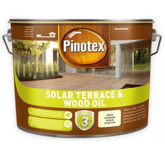 Dažai. Medienos apsaugos ir dekoravimo priemonės. Aliejus medienai. Aliejus Pinotex Solar Terrace Oil 9,3l 